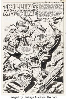 Charles Nicholas and Vince Alascia Fightin‘ Marines #128 Splash Page 1 Original Art (Charlton, 1976).