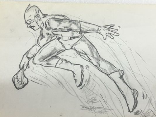 Estate Find Original Flash Style Speedster Bank Robbery Drawing Comic Art 10.5x7 | eBay US (Buy It Now)