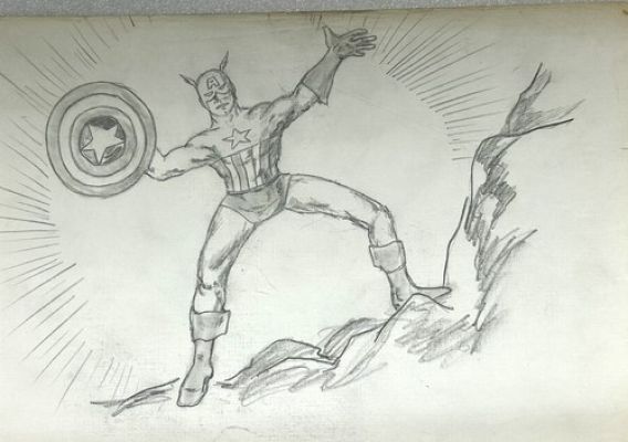 Estate Find Original Captain America Shield Action Study Drawing Comic Art | eBay US (Buy It Now)
