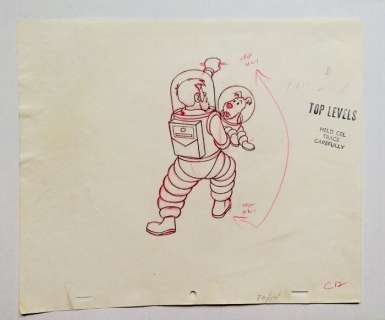 Tintin - Croquis préparatoire pour film d animation - Haddock/Milou - On a marché sur la lune - (années 60) | Catawiki