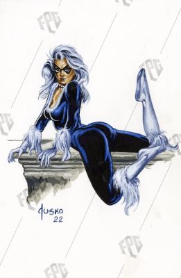 JUSKO 1992 Marvel Masterpieces #5 Black Cat Recreation by Joe Jusko with 1 of 1 SLIPCASE & BOOK! THE RECREATION IS NOW PUBLISHED!