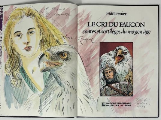 * Marc Renier -... - Lot 614 - * Marc Renier - Dédicace : Le cri du faucon agrémenté...