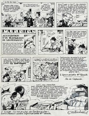 Wasterlain / Docteur Poche. Planche Originale de Fin (N°12) de L’histoire "Le Pivert Jaune Pâle" Publiée Dans Le Journal Spirou En 1977. Elle Annonce Également Le Prochaine Épisode "L’épouvantable Mr Sinock". Rare. Très Belle Qualité D’exécution. Encre de Chine Signée. Tbe. 38 X 50 Cm | Lot 568 : Wasterlain / Docteur Poche. Planche originale de fin (N°12) de… | Dagoty