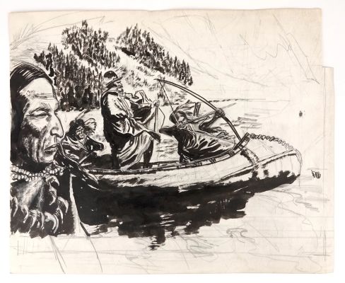 Anonyme Superbe... | Lot 61 - ANONYME Superbe illustration avec des indiens Encre... | Vermot et Associés