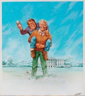 Jack Rickard original back cover artwork for MAD Magazine #209 featuring Jimmy Carter.