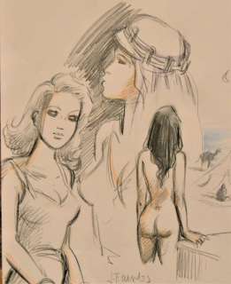 War and dreams - Crayonné pour aquarelle - Trio de femmes dans le désert | Catawiki