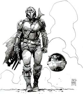 The Mandalorian (Star Wars) - Original Drawing - Bachs, Ramon - Original Art | Catawiki