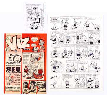 Viz original artwork (1987) Tommy ’Banana’ Johnson (he’s got a big banana!) 15 x 11 ins | Comic Book Auctions ltd