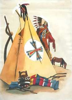 Pompei Mario - illustrazione originale "Il Teepee" - Loose page | Catawiki