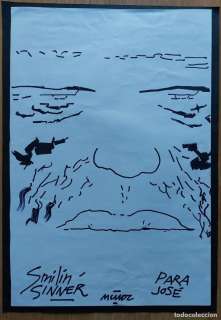 JOSÉ MUÑOZ : DIBUJO ORIGINAL DE ALACK SINNER- FIRMADO Y DEDICADO- GRANDE 48 CM X 32,5 CM