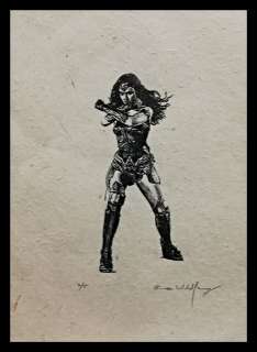 Emma Wildfang - WONDER WOMAN - Loose page - Linocut printing by hand on 30g handmade Kahari paper - (2020) | Catawiki
