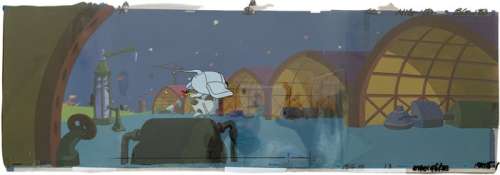 Mighty Mouse - full panoramic scene: 7 cels and painted bakckground - First edition - (1987/1988) | Catawiki