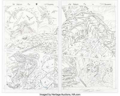Pelletier, Paul | Paul Pelletier Fear Itself: The Fearless #12 Double-Page Spread 9-10 Original Art (Marvel, 2012).... (Total: 2 Original Art) | Heritage