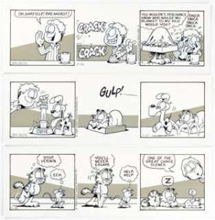 Davis, Jim | Jim Davis Garfield Consecutive Daily Comic Strip Original Art Group of 6 (United Feature Syndicate, 1990).... (Total: 6 Original Art) | Heritage