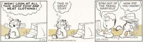 Jim Davis Garfield Daily Comic Strip Original Art dated 2-26-83 (United Feature Syndicate, 1983). | Heritage