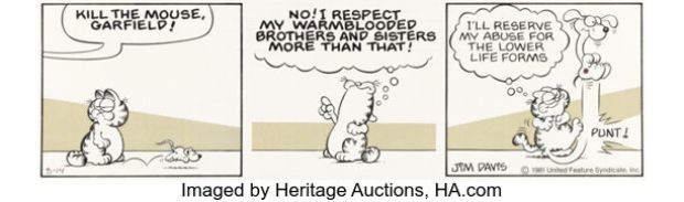 Jim Davis Garfield Daily Comic Strip Original Art dated 3-14-81 (United Feature Syndicate, 1981). | Heritage
