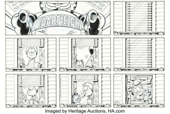 Jim Davis Garfield Sunday Comic Strip Original Art dated 4-25-93 (United Feature Syndicate, 1993). | Heritage