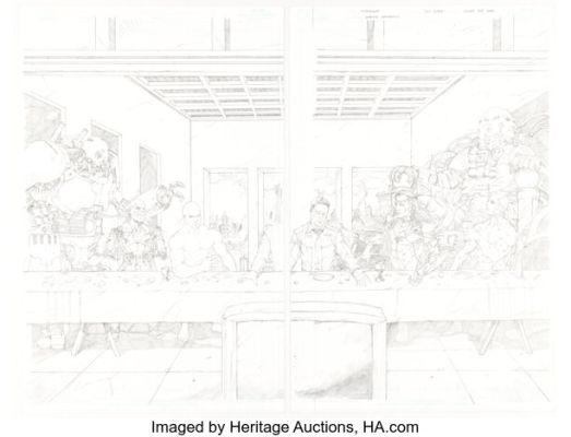 Garrie Gastonny Warren Ellis‘ Supergod #5 Wraparound Cover Original Art (Avatar Press, 2010). (Total: 2 Original Art)