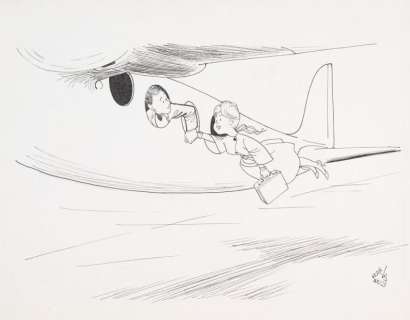 BELLUS - Lot 568 - Jean Balade aérienne Illustration humoristique à l‘encre...