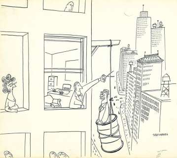 ADVERTISING SAUL STEINBERG. Group of Six Rheem Steel Oil Drum Illustrations. | Swann Galleries