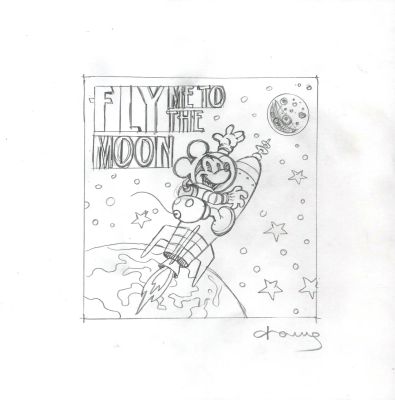 Fly Me to the Moon – Mickey Mouse Preliminary Sketch | Corner4art