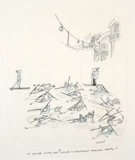 Jean-Jacques Sempé Né En 1932 La Leçon de Ski Encre de Chine, Aquarelle Et Collage Sur Papier Pour Un Dessin Publié En 1962 D... | La leçon de ski | Artcurial