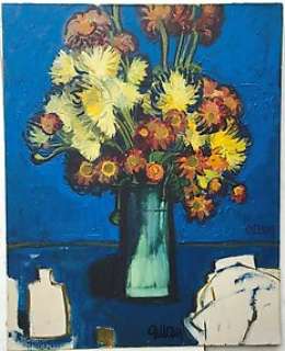 Jijé - Origineel Olieverfschilderij op doek - ’Les Chrysanthèmes jaunes (De gele Chrysanten) - (Â± 1972) | Catawiki