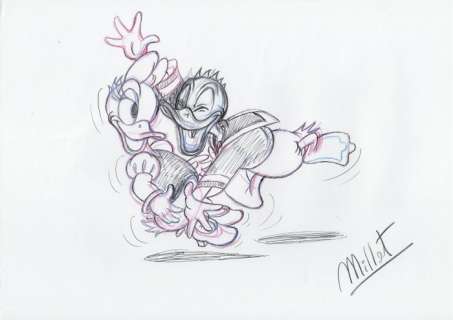 Donald & Daisy Duck - Millet - Original drawing - Size: 42 x 30 cm. - First edition | Catawiki
