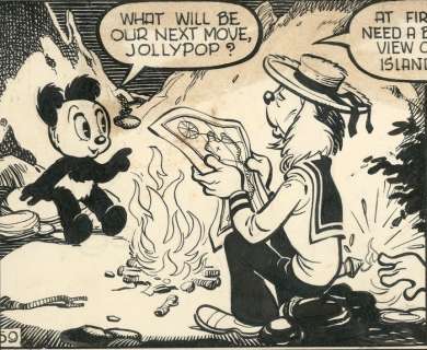 Marten Toonder Studio’s - Originele strook - Panda and the treasure island - (1952) | Catawiki