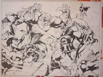 MC Wyman 22x17 Double page Splash - Thanos vs Alpha Flight - Loose page - First edition - (2014) | Catawiki