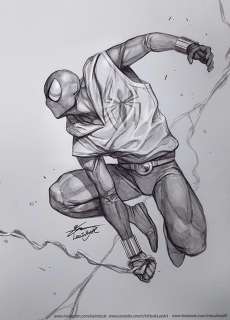 InHyuk Lee - SCARLET SPIDER INHYUK LEE PENCIL & INK ON A4 PAPER