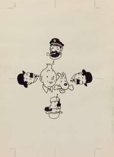 Herge (Studios) | HERGE TINTIN Dessin à l’encre de Chine de très grand format pour un pr | Cornette de St Cyr