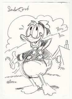 Sandro Dossi | Paperino - Sandro Dossi - sketch originale firmato - Page volante - Exemplaire unique | Catawiki