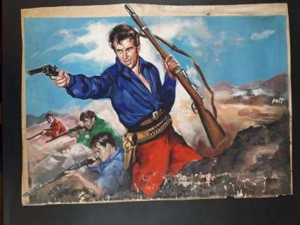 Pal (Paolo Tarquini) | Pal (Paolo Tarquini) - Dipinto Esecutivo Originale "I Sette Ribelli - Seven Angry Men" - Firmato - Page volante - Exemplaire unique - (1955) | Catawiki