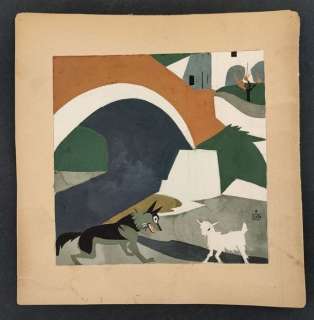 Piero Bernardini | Piero Bernardini - Il Lupo e l’Agnello - Illustrazione Originale - Page volante | Catawiki