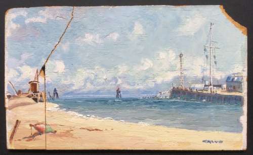 Calvo, Edmond François | Calvo, Edmond François - Peinture originale - Le Port de Trouville - (1954) | Catawiki