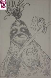 Roman Dirge - Samurai sloth graphic novel cover original art