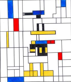Tony Fernandez, Disney Artist | Donald Duck Inspired by Piet Mondrian Art - Original Painting - Tony Fernandez | Catawiki