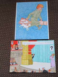 Wasterlain, Marc | Wasterlain, Marc - 2x Dessin original couleur - Jeanette Pointu / Docteur Poche - Hommage Ã  Hergé | Catawiki