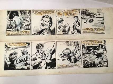 Rex Maxon | Maxon, Rex - Tarzan - 2x Original inked strip - Strips #2395 & #2396 - Page volante - (1947) | Catawiki
