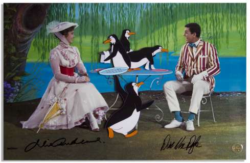 Julie Andrews & Dick Van Dyke Signed Limited Edition ’’Mary Poppins’’ Artwork by Disney -- Created From Original Disney Animation Drawings | Nate Sanders