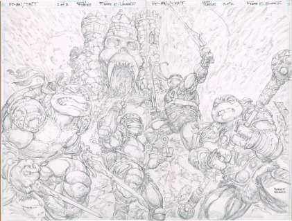 Freddie E. Williams II - MOTU TMNT DEFEND GRAYSKULL (Pencil Study) HE-MAN / TMNT 22×17