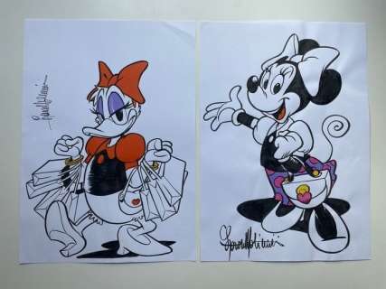 Lara Molinari | Lara Molinari - Disegni Originali - "Minnie e Paperina" - Page volante - Exemplaire unique - (2020) | Catawiki