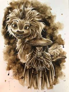 Juapi Coffee Artist | Original Coffee Painting - RAYA & THE DRAGON (2021) | Catawiki