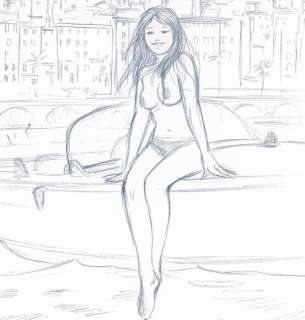 Paturaud, Laurent | Paturaud, Laurent - Crayonné Original - Nu + Artbook "Transparences & French Riviera" - (2020) | Catawiki