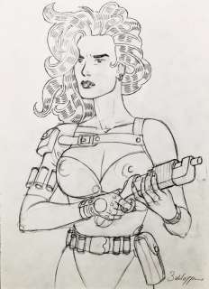 Roberto Baldazzini | Roberto Baldazzini - 2x disegni a matita - firmati - Page volante | Catawiki