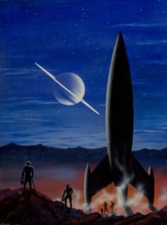 Morris Scott Dollens (American, 1920-1994)
 Night on Titan, Venture Science Fiction, May 1958
 Acrylic on board
 20 x 15... | Heritage
