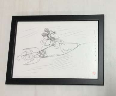 S. Camboni | S. Camboni - Dessin Original - Mickey sur la fusée - Hommage Ã  Hergé - (2021) | Catawiki