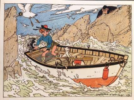 Wasterlain | Hommage Ã  Hergé - Wasterlain - Scène Emblématique Â«Â L’Ile NoireÂ Â» | Catawiki