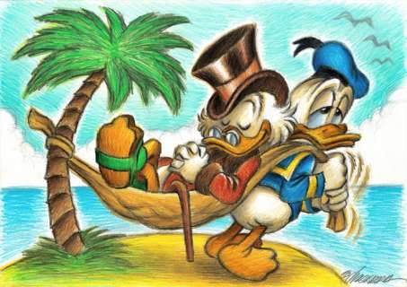 Joan Vizcarra | Donald Duck & Uncle $crooge - "Paradise Island" - Original Drawing - Joan Vizcarra - Pencil Art | Catawiki